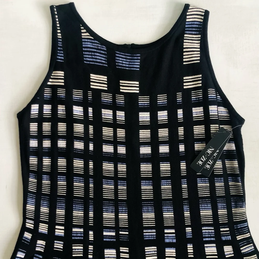 NIC+ZOE Black and Gray Striped Midi Dress NWT - Picture 5 of 15